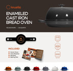 Enameled Cast Iron Dutch Oven for Sourdough Bread Baking | 6 Quart Pot with Lid | 10 Inch Ceramic Enamel Thick Coated Cookware Set with Non Stick Silicone Baking Mat for Cooking (Grey)