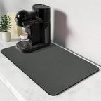 Bloss Coffee Bar Mat for Countertops, Dish Drying Mat for Multiple Usage, Kitchen Counter Mat, Absorbent Hide Stain Rubber Backed Dish Drying Pad(16.1"x24.1", Dark Gray)