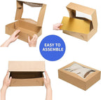 (15 Pack) Cake Boxes with Cake Boards INCLUDED – Easy-Assembly, 14 x 10 x 4 Inch, Dessert Boxes with Window, Stickers – Store & Sell Cakes, Cupcakes, Muffins, & Donuts in Bakery Boxes