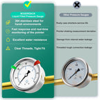 0-60psi Stainless Steel Glycerin Liquid Filled Pressure Gauge 1/4" NPT 2.5" Face Dial Center Back Mount, for Water, Oil and Air Pressure Testing (with Range Mark Pointer)