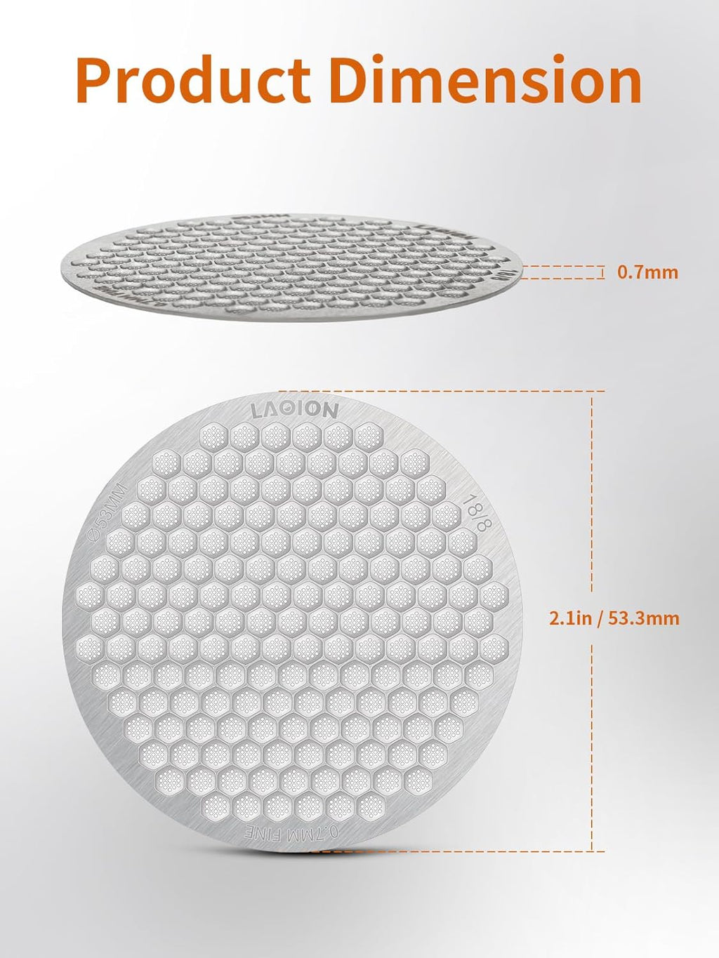 53.3mm Espresso Puck Screen, Reusable Espresso Filter Screen, 0.7 mm Thick, Espresso Distribution Tool Fits for Breville 54mm Coffee Filters, Stainless Steel Espresso Machine Accessories