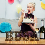 Foaky Black LED Letter Lights for Room Decor - Bedroom Wall Decor, Alphabet Lights for Home, Wedding, Party - Battery Operated （R）