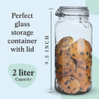 Set of 3 Glass Mason Jar 64 Ounces with Airtight Lid Large Jars With Stainless Steel Bail And Trigger Clamps