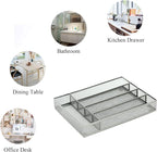 JANE EYRE Drawer Organizer, Cutlery Tray Silverware Flatware Storage Divider for Kitchen, Mesh Wire with Non-slip Foam Feet, 5 Component, Silver