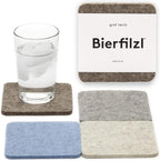 Graf Lantz - Bierfilzl Merino Wool Square Coasters Set of 4 - Cobblestone (4"x4"x5mm) - Absorbs 30% Weight, Natural German Wool - Heat Resistant, Sustainable, Reusable - Home Decor, Coffee Table Decor