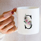 Retreez Initial A-Z Floral Botanical Bouquet Alphabet Monogrammed Monogram Mug 11 Oz Ceramic Tea Coffee Mugs - Appreciation Thank You Wedding Birthday Gifts for her friend coworker sister - S Initial