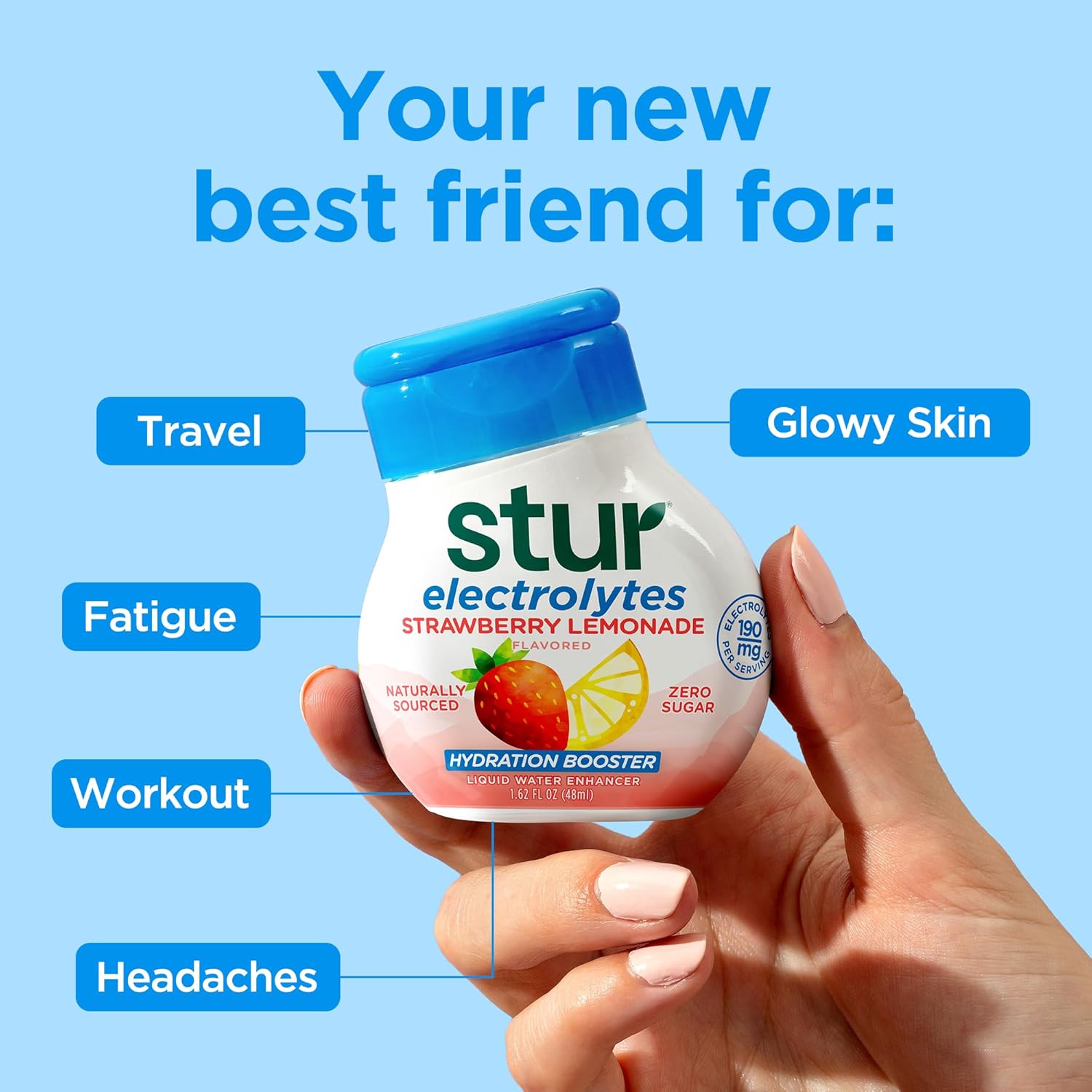 Stur Liquid Water Enhancer | Electrolyte Variety Pack | Naturally Sweetened | High in Vitamin C & Antioxidants | Sugar Free | Zero Calories | Keto | Vegan | 5 Bottles, Makes 90 Drinks