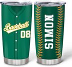 Hyturtle Personalized Baseball Tumbler Baseball Players Design Stainless Steel Double Walled Vacuum Insulated Tumblers 20oz30oz Coffee Travel Mug Cup Christmas Gift For Men Boys Friends Dad Sports Fan