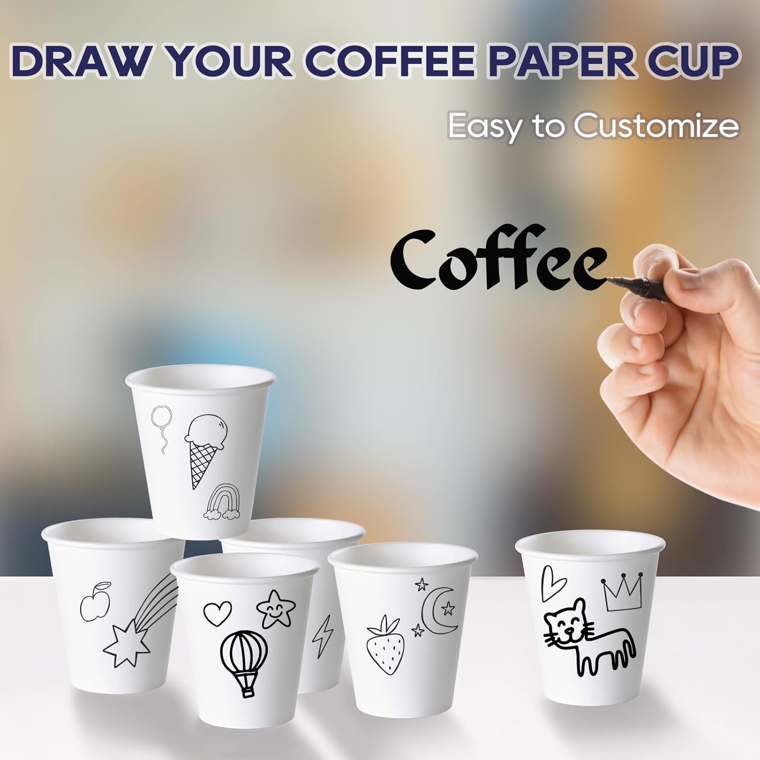 LITOPAK 1000 pack 5 oz Paper Coffee Cups, White Small Espresso Paper Coffee Cups for Office, Home, Party, and Events