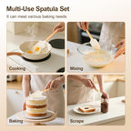 4 Piece Silicone Spatula Set - Food Grade Rubber Spatulas, Nonstick Spoonula & Jar Scraper for Cooking, Baking, Mixing, Frosting - Heat Resistant Up to 600°F, Dishwasher Safe