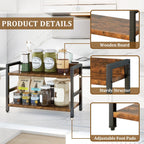 IBUYKE 2-Tier Spice Rack Industrial Counter Shelf Desktop Storage Organizer Standing Seasoning Rack for Countertop Kitchen Office Living Room Desktop Rustic Brown UTLJ002H