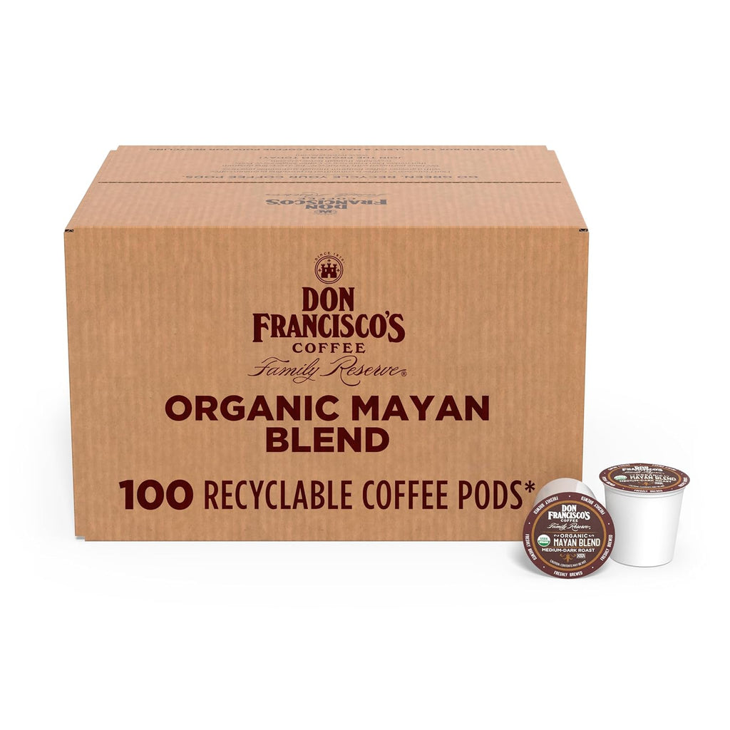 Don Francisco's Organic Mayan Blend Coffee - 100 K-Cup Compatible Single-Serve Pods - 100% Arabica - Bold Flavor with Floral Aroma and Chocolate Hints - Compatible with Keurig Brewers