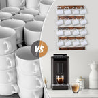 Wall Mounted Coffee Mug Holder, Large 5 Tier Shelf with 20 Hooks for Cups, Rustic Wooden Display Rack for Kitchens, Homes and Bars (Walnut)