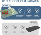 Foldable Bar Mat 18x12 inch - 3-in-1 Silicone Drying Mat with Removable Cutting Board & Rim Tray | Countertop Protector for Home, Outdoor, Travel | Professional Cocktail Accessories (green)