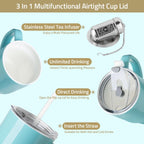 Sweejar Ceramic Travel Mug with Lid, 16 oz Portable Coffee Mug, Dishwasher Safe Tea Cup with Infuser, Reusable Teacup for Car Cup Holder, Tea Lovers(Purple)