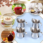 Honeydak 4 Pcs Creamer Frothing Pitcher Bell Container 3 oz Espresso Pouring Cup Mini Stainless Steel Creamer Pourer Mirror Finish Pitcher for Coffee Barista Cappuccino Shop Restaurant Bakery Kitchen