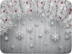 Giwawa 18"x24" Winter Snowflakes Dish Drying Mat Christmas Holly Berries Silver Falling Snow Dish Drainer Mats Absorbent Fast Dry Microfiber Dish Drying Pad for Kitchen Countertop Decor Large