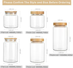 900ML/30Oz Clear Cute Glass Storage Canister Holder with Airtight Bamboo Lid, Modern Decorative Medium Container Jar for Coffee, Spice, Candy, Salt, Cookie, Condiment, Pepper, Sugar