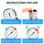 MEANLIN MEASURE 0~10Psi Liquid Filled Pressure Gauge 1/4" NPT 2.5" FACE DIAL Stainless Steel Glycerin Filled WOG Water Oil Air Lower Mount (with 2PCS Snaps)