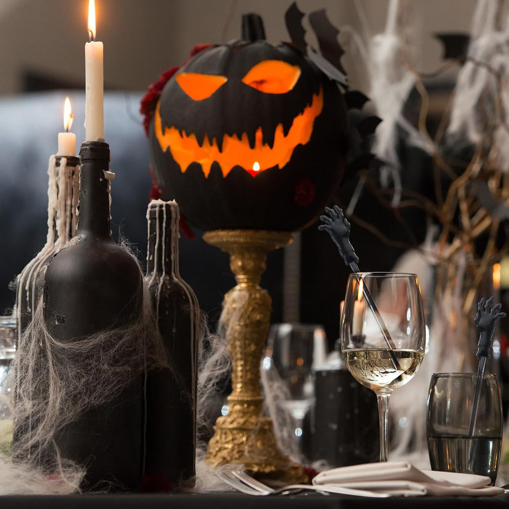30 Pcs Halloween Swizzle Sticks Plastic Coffee and Cocktail Stirrers Fall Thanksgiving Drink Stirrers Cocktail Mixers for Halloween Fall Autumn Party Tea Coffee Bar Decoration(Zombie Hands)