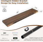 Heimlove 36 Inch Floating Shelves for Wall 8 Inch Deep Walnut Shelves Set of 2,Wall Mounted Rustic Wood Long Floating Shelf with Invisible Brackets for Bedroom Kitchen Living Room