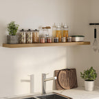 Floating Shelves for Wall, 55"W x 9.3"D x 1.5"H, Long Wooden Wall Mounted Display Shelves with Invisible Brackets for Living Room, Bedroom, Bathroom, Kitchen Decor and Storage, Set of 1, Oak