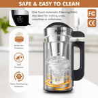 Automatic Nut Milk Maker Machine 50oz(Built-in Strainer), 6-7 Cups Per Batch, 100% Food Grade Stainless Steel 7-IN-1 Multifunctional Almond Milk Maker for Homemade Oat, Coconut, Soy&Plant Based Milks