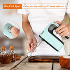 9-Speed Digital Hand Mixer Electric, 400W Powerful DC Motor, Baking Mixer Handheld with Snap-On Storage Case, Touch Button, Turbo Boost, Dough Hooks, Whisk (Ice Blue)