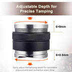 53mm Adjustable Coffee Distributor & Tamper, Dual Head Coffee Leveler, Compatible with 54mm Breville Portafilter, 2-in-1 Espresso Hand Tamper with Adjustable Depth
