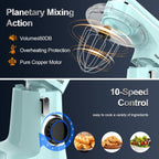 Stand Mixer, 6.5QT 10-Speed Tilt-Head Electric Stand Mixer, 3-In-1 Kitchen Mixer with Bowl, Dough Hook, Whisk and Beater, Food Mixer for Baking, Cake and Most Home Cooks, Blue