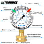 MEANLIN MEASURE 0~150Psi Stainless Steel Frame 3/4" Female 2.5" FACE DIAL Liquid Filled Pressure Gauge WOG Water Oil Air Water Pressure Test Table with Sealing Ring (with 2PCS Snaps)