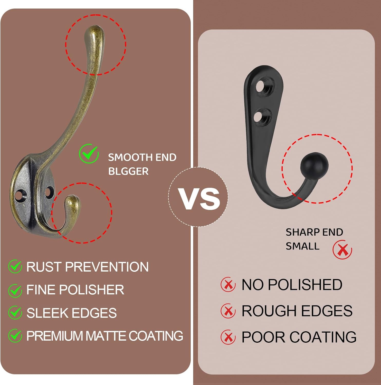 Wall Hooks for Hanging, 15-Pack Heavy Duty Metal Coat Hooks, for Living Room, Bathroom, Kitchen, Bedroom for Towel, Hat, Key, Closet, Bag (Bronze)