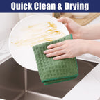 Homaxy Microfiber Waffle Weave Kitchen Towels, 16 x 28 Inch Ultra Absorbent and Solid Color Dish Towels, 4 Pack, Grass Green
