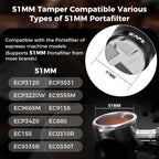 IKAPE Coffee Products, 51mm Coffee Distributor & Hand Tamper, Adjustable Depth Espresso Distributor Fits All 51mm Espresso Portafilter, Compatible with Delonghi Bottomless Portafilter (Black)