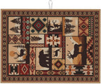 Western Wildlife Geometric Dish Drying Mat for Kitchen Counter, Absorbent Microfiber Washable Drying Pad for Dishes, Absorption, Foldable, Decorative Rustic Kitchen Mat for Sink, Home Decor, 18" x 24"