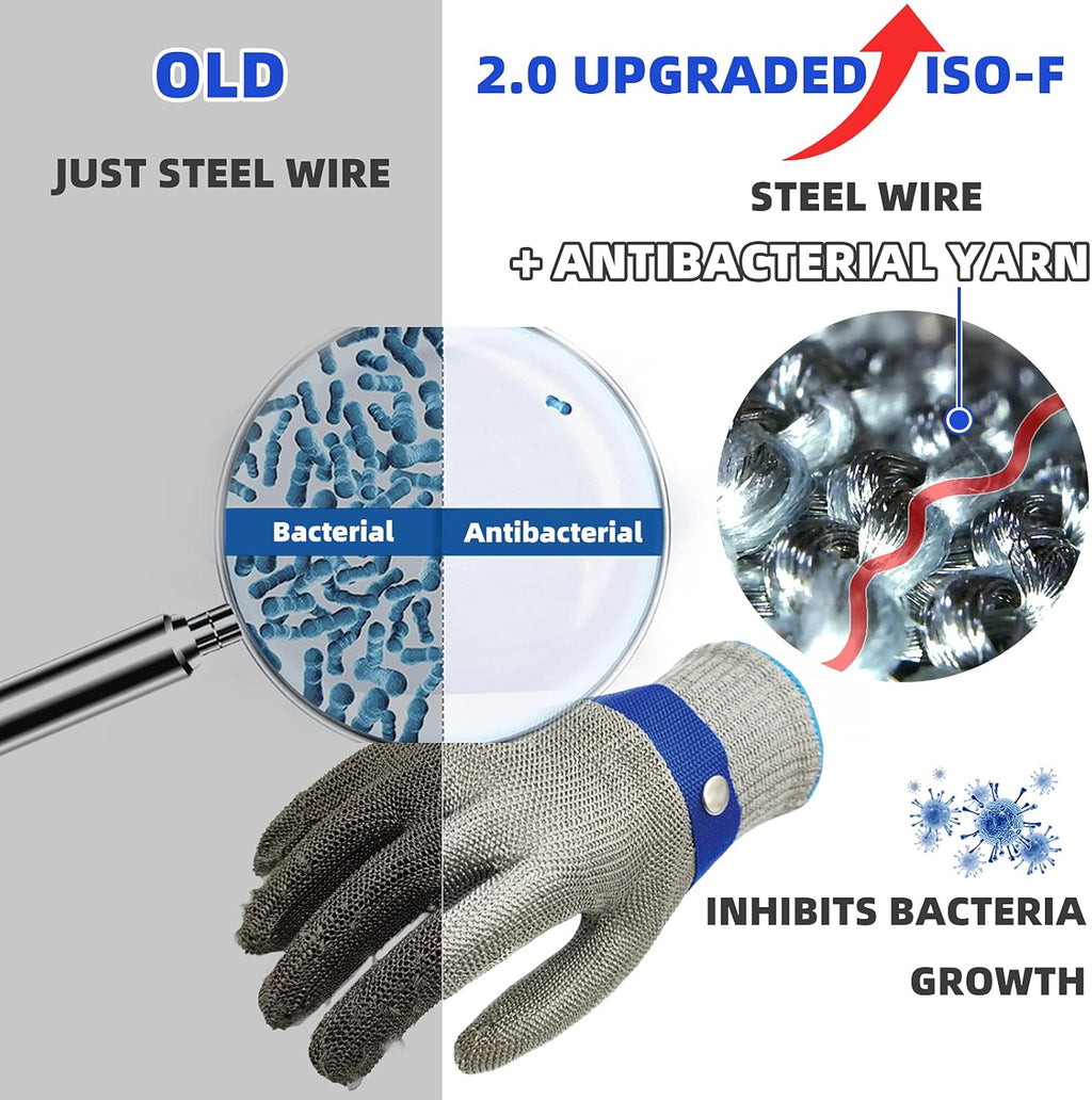 Schwer SlicePro ANSI A9 Cut Resistant Glove PR1707, Food Grade Stainless Steel Wire Metal Gloves, Cutting Gloves for Kitchen, Meat Cutting, Oyster Shucking, Fish Fillet, Non-PFAS (XXL, 1 PCS