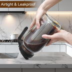 Cold Brew Coffee Maker Pitcher, 64oz Iced Coffee Tea Pitcher for Fridge with Stainless Steel Filter, 1/2 Gallon Glass Mason Jar Cold Brew Maker with Pour Spout Lid, Drying Mat, 2 Brushes, Leak-Proof