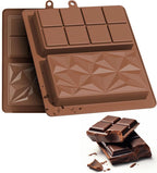 Ugotit Silicone Chocolate Bar Molds, Break-Apart Candy Making Mold Set, Large Rectangle Shape, Brown (2pcs_Model 6)