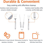 Amazon Basics 4-Piece Stainless Steel Barbeque Grilling Tool Set with Carry Bag