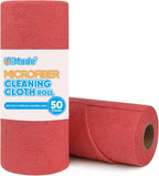 Microfiber Cleaning Cloth, 50 Sheets Shop Towels Commercial Grade Washcloths Lint-Free Clean Rags Bulk Towels for Cars Mechanic Restaurant Garage Housekeeping, 11.5"x 11.5", Red