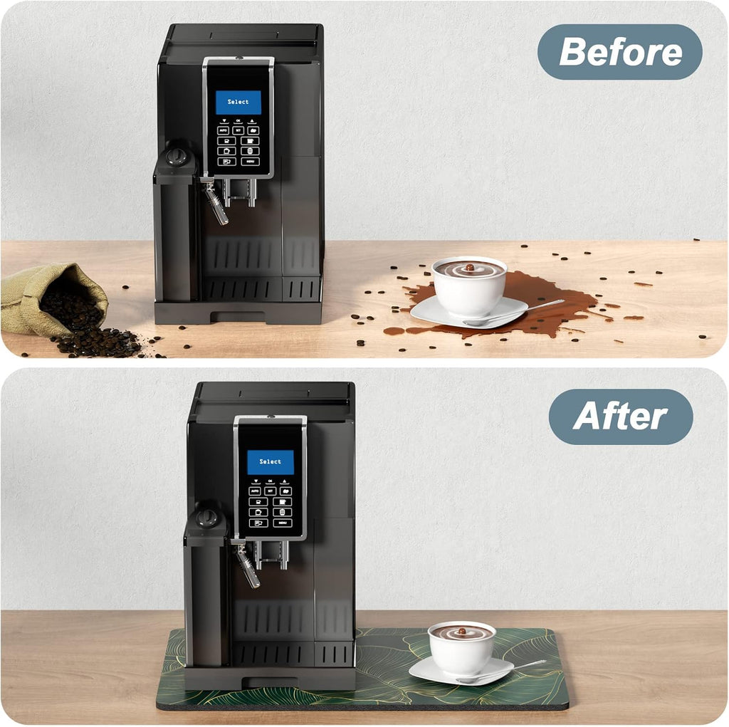 Rnivvi Coffee Mat, 12" x 19" Cute Tropical Theme Coffee Bar Mats for Espresso Machine Station Accessories and Organizer, Hide Stain Rubber Backed Absorbent Dish Drying Pad for Kitchen Counter, Palm