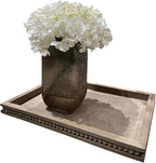 Wood Decorative Tray-Vitage Brown Washed Bead Tray for Coffee Table Wooden Serving Trays Ottoman Tray for Living Room Candle Holder Home Organizer Farmhouse Home Decor (Rectangular)