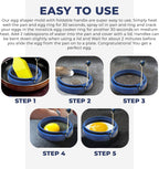 Professional 4 Inch Silicone Egg Ring, Pancake Mold Egg for Breakfast Sandwiches, Omelets and More, Nonstick Mold Ring, Round Blue (Pack of 2), Free e-Book by Abam (Blue & Red)
