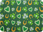 Giwawa Lucky Clovers Dish Drying Mat 18x24 inch St Patrick's Day Shamrocks Horseshoes Floral Dish Drainer Mats Spring Flower Leaf Microfiber Dish Drying Pad for Kitchen Countertop Large Decor