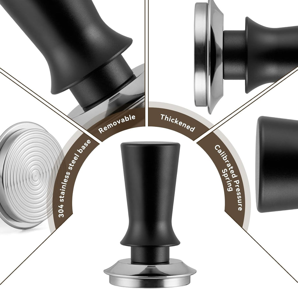 21pcs Espresso Tamper Set, Barista Tools Kit for Coffee Machine, Spring-Loaded 304 Stainless Steel Base 30lbs Coffee Calibrated Tamper kits for Enjoying cafes Home Office hotels(51mm)