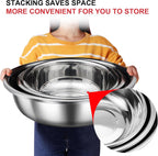 Domensi Set of 3 Extra Large Stainless Steel Mixing Bowls Large Mixing Container Easy to Clean, Nesting Bowls for Space Saving Storage for Cooking, Baking(201 Stainless Steel,13, 16, 20 Quart)