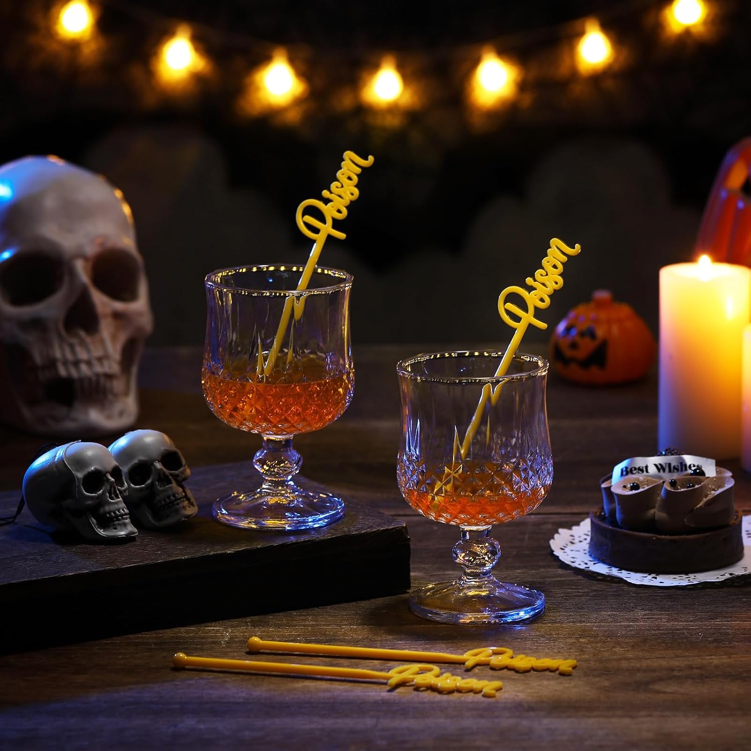 30 Pcs Halloween Swizzle Sticks Plastic Coffee and Cocktail Stirrers Fall Thanksgiving Drink Stirrers Cocktail Mixers for Halloween Fall Autumn Party Tea Coffee Bar Decoration(Poison)