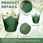 180Pcs Sage Green Tulip Cupcake Liners Gradient Green Muffin Baking Cups Cupcake Wrappers for Wedding Bridal Shower Spring Holiday Party Supplies