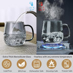 Glass Tea Cup with Infuser and Lid, 17.6oz/520ml Large Borosilicate Teacup, Clear Mug for Loose Leaf Tea, Blooming Tea, Tea Bags - Perfect Christmas or Birthday Gift for Men