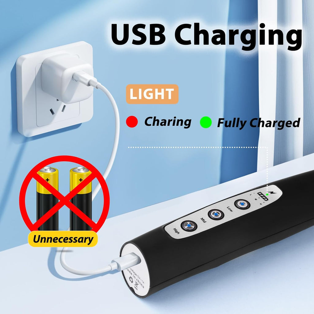 Milk Frother Rechargeable Handheld-Electric Whisk 3 Speed Adjustable, Frother Wand Coffee with 3 Stainless Whisks, Electric Foam Maker, Drink Mixer Blender for Latte Cappuccino Matcha Egg